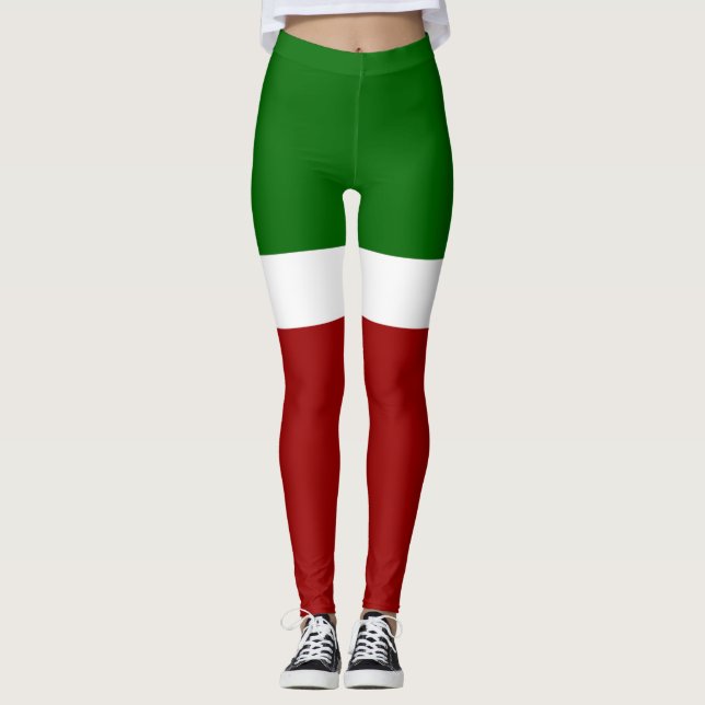 Leggings Style de bloc de couleur rouge vert (Devant)