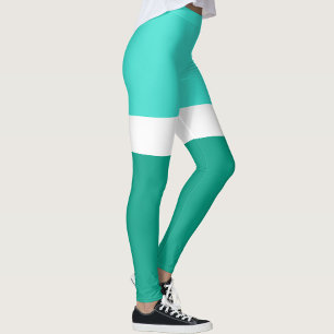 Leggings Style de bloc de couleur Turquoise blanc turquoise