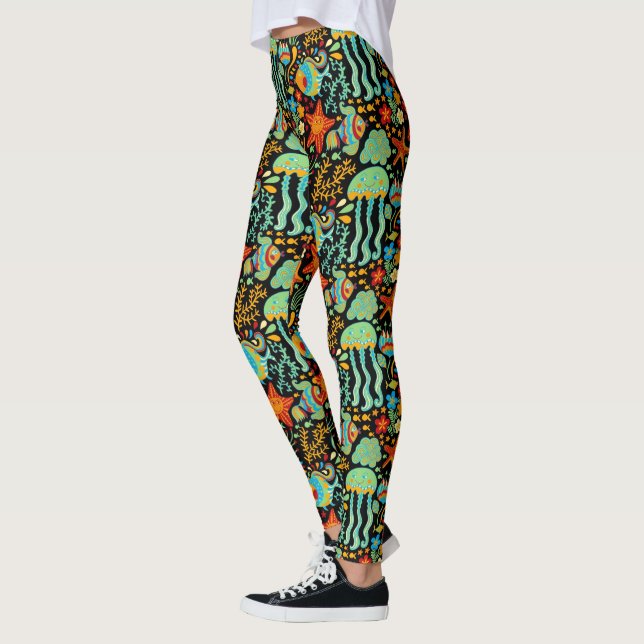 Leggings Style de dessin animé Aquatic Life (Gauche)