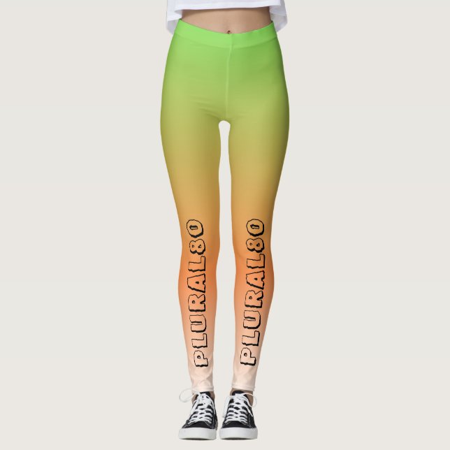 Leggings Stylé dégradé de texte vert orange entraînement (Devant)