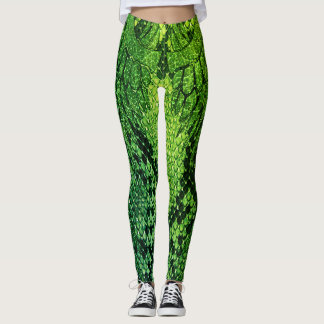Leggings Style legging. de peau de serpent vert