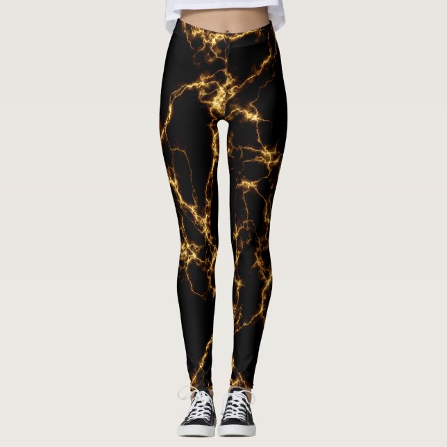 Leggings Style Marbre élégant3 - Or noir (Devant)
