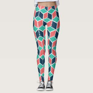 Leggings Style moderne Cube de couleur géométrique moderne