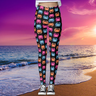 Leggings Style Néon Rétro Rose Crabe Océanique Années 80 su