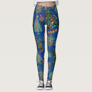 Leggings Style Noël Arbre Bijou Bling Lapis Lazuli