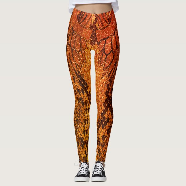 Leggings Style orange legging. de peau de serpent (Devant)