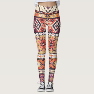 Leggings Style tribal coloré, motif dynamique et transparen
