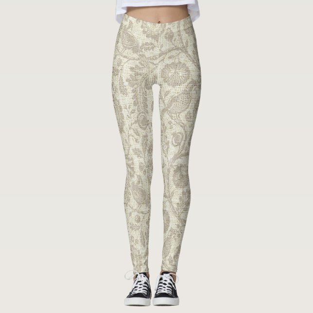 Leggings Style victorien Vin Floral Cascade Grande impressi (Devant)