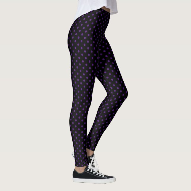 Leggings Style violet Pois Motif noir (Droite)