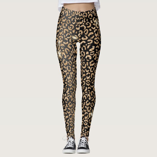Leggings Stylish Black and Gold Parties scintillant Wild Le (Devant)