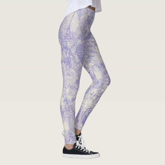 Leggings Stylish Blue Paris Toile Design (Droite)
