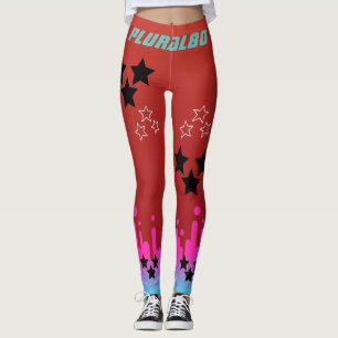 Leggings Stylish monogrammed rouge rose bleu dégradé entraî