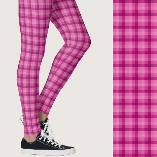 Leggings Stylish pink plaid geometric patterned (Créateur téléchargé)