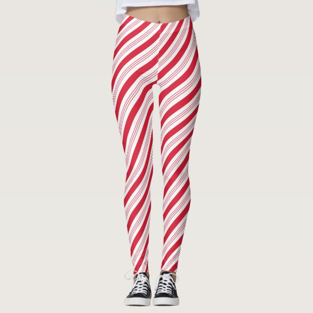 Leggings Sucre de canne de menthe de Noël (Devant)
