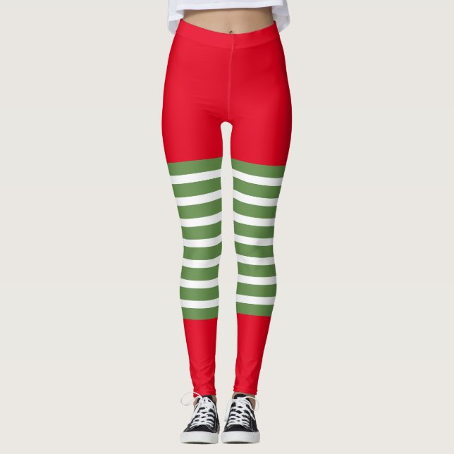 Leggings Sucre de canne de Noël des elfes de vacances (Devant)