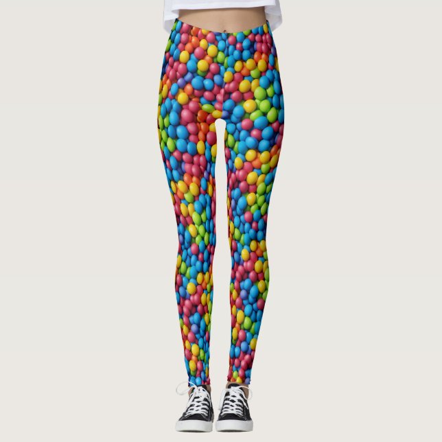 Leggings Sucres, bonbons, arrière - plan de gomme à bulles (Devant)