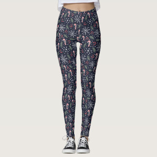Leggings Sucres de canne, baies et flocons de neige Légende