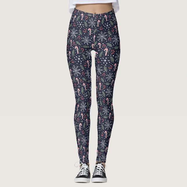 Leggings Sucres de canne, baies et flocons de neige Légende (Devant)