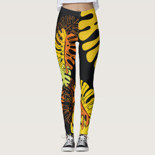 Leggings Summer Tropical Feuille Design Vintage