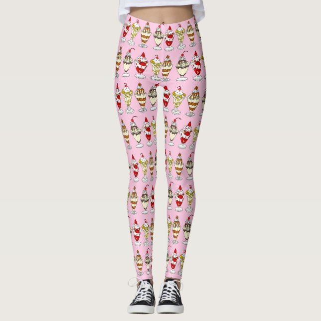 Leggings Sundaes de crème glacée rétro (Devant)