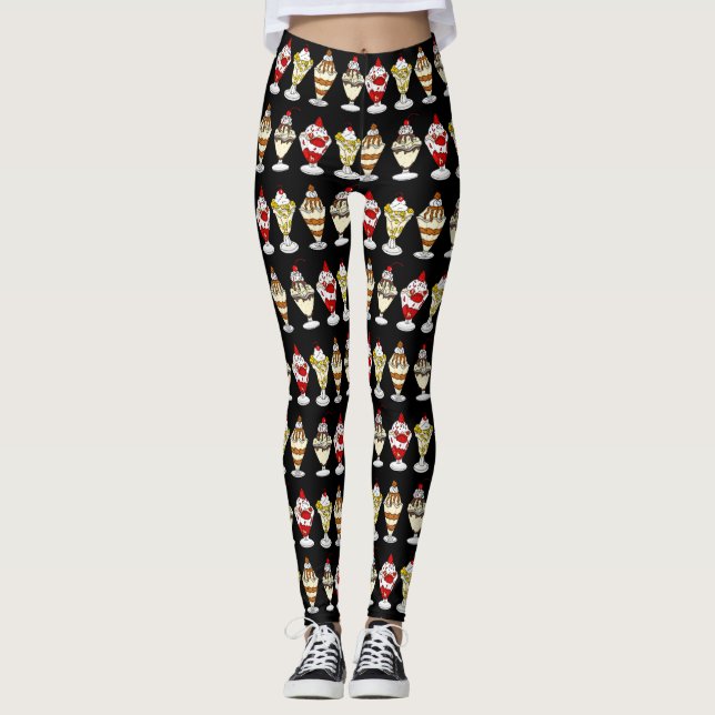 Leggings Sundaes de crème glacée rétro (Devant)