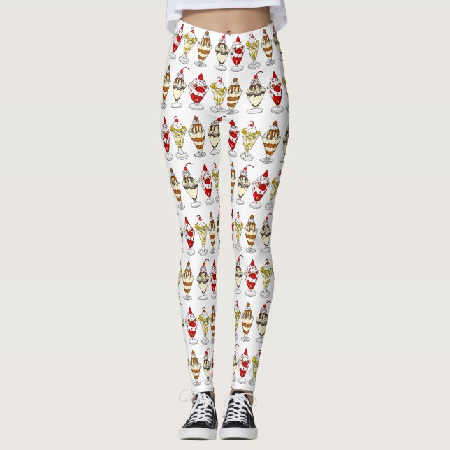 Leggings Sundaes de crème glacée rétro (Devant)