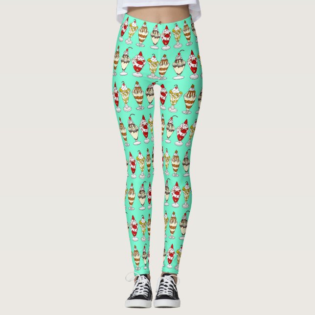 Leggings Sundaes de crème glacée rétro (Devant)