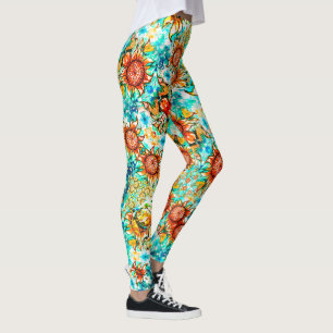 Leggings Sunflower Craze coloré motif d'été