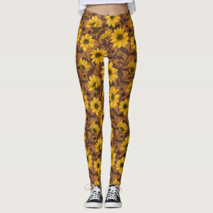 Leggings Sunroot, tournesol sauvage en jaune et marron