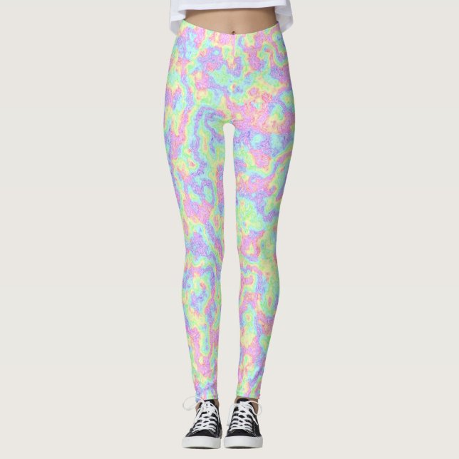 Leggings Super Boho Hippie Bright Pastel Marbre arc-en-ciel (Devant)