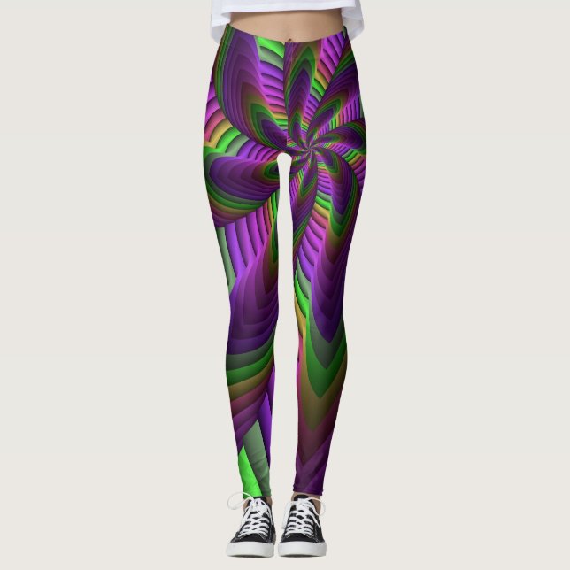 Leggings Super Énergétique coloré Neon Motif fractal (Devant)