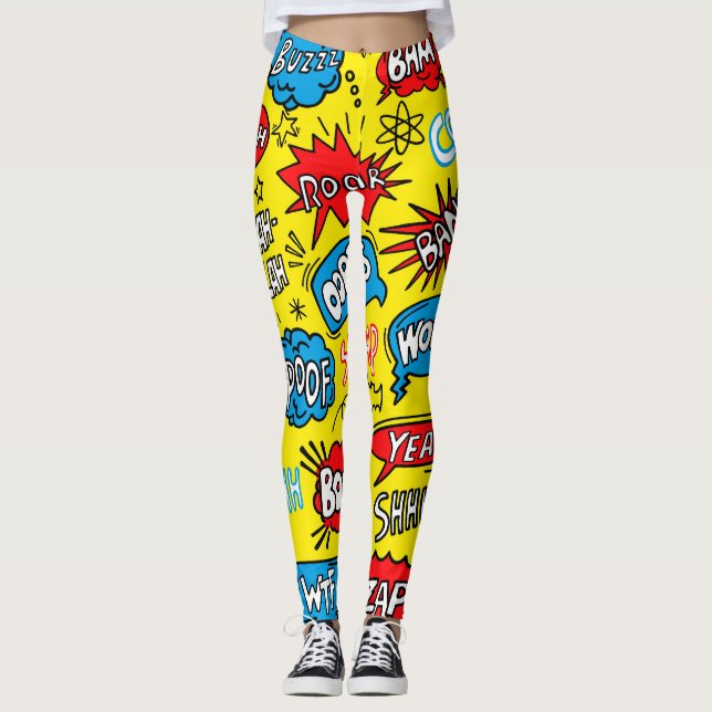 Leggings Superhero Saga : Motifs comiques mignons (Devant)