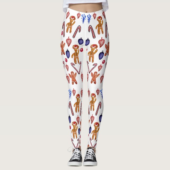 Leggings Sweets de Noël Couleur Arrière - plan personnalisé (Devant)