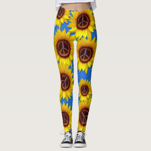 Leggings Symbole de la paix de la fleur de tournesol d'Ukra
