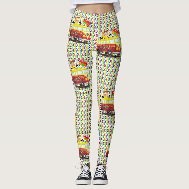 Leggings SYMBOLE DE LA PAIX RÉtro Hippy Van 1960's 1970" (Devant)