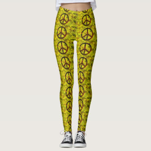 Leggings symbole de paix super hippie jaune