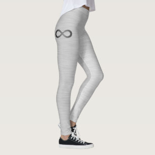 Leggings Symbole d'infini sur la texture métallique de Faux