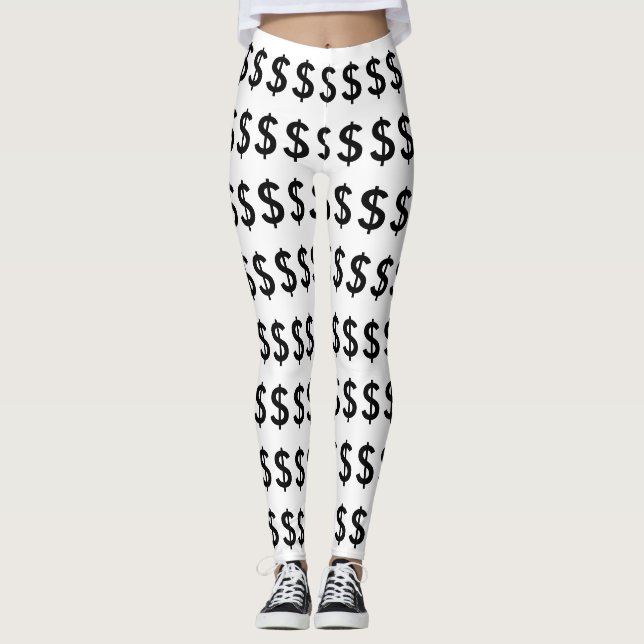 Leggings Symbole Dollar drôle Argent (Devant)