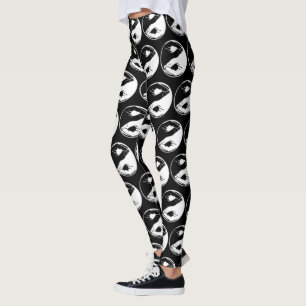 Leggings Symbole Yin Yang Monochrome Méditation Zen Yoga