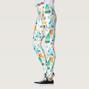 Leggings Symboles de Noël colorés animaux mignons motif