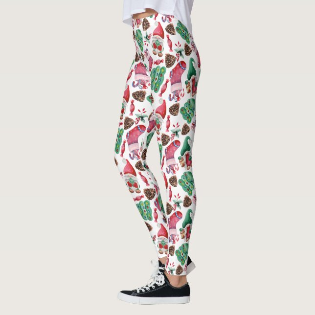 Leggings Symboles de Noël Rouge et Vert (Gauche)