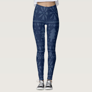 Leggings Sympa Blue Knit Noël Arbre Motif Festif