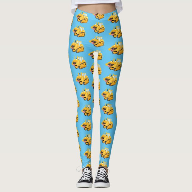 Leggings Sympa joli caractère de dessin animé au bulldozer  (Devant)