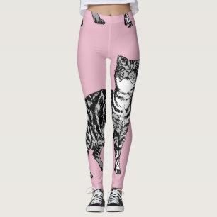 Leggings Tabby Chat Cool Animal Black & Baby Pignon rose