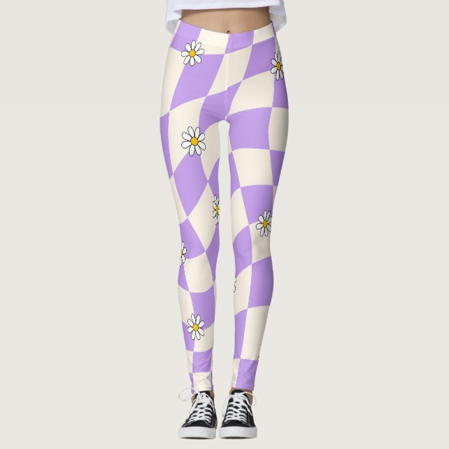 Leggings Tableau de contrôle du coeur floral de la margueri (Devant)