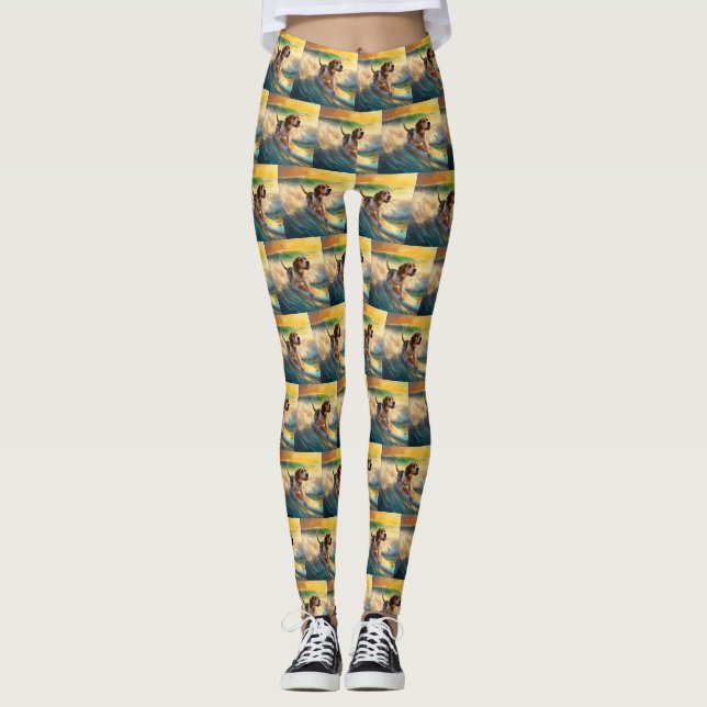 Leggings Tableau de surf de plage beagle (Devant)
