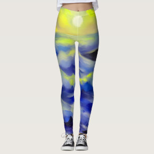 Leggings Tableau des vagues bleu foncé sous le soleil