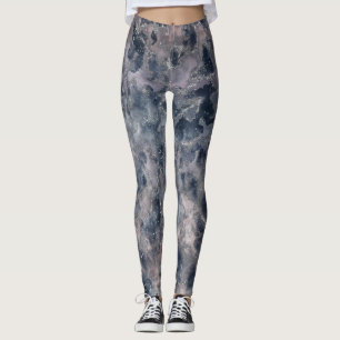 Leggings Tache d'aquarelle rose abstrait Blue & Blush