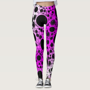 Leggings Taches de bulle d'espace - Blanc/Rose