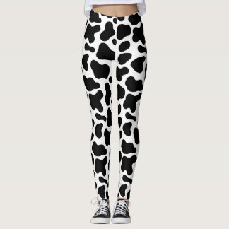 Leggings taches noires et blanches, motif de vache
